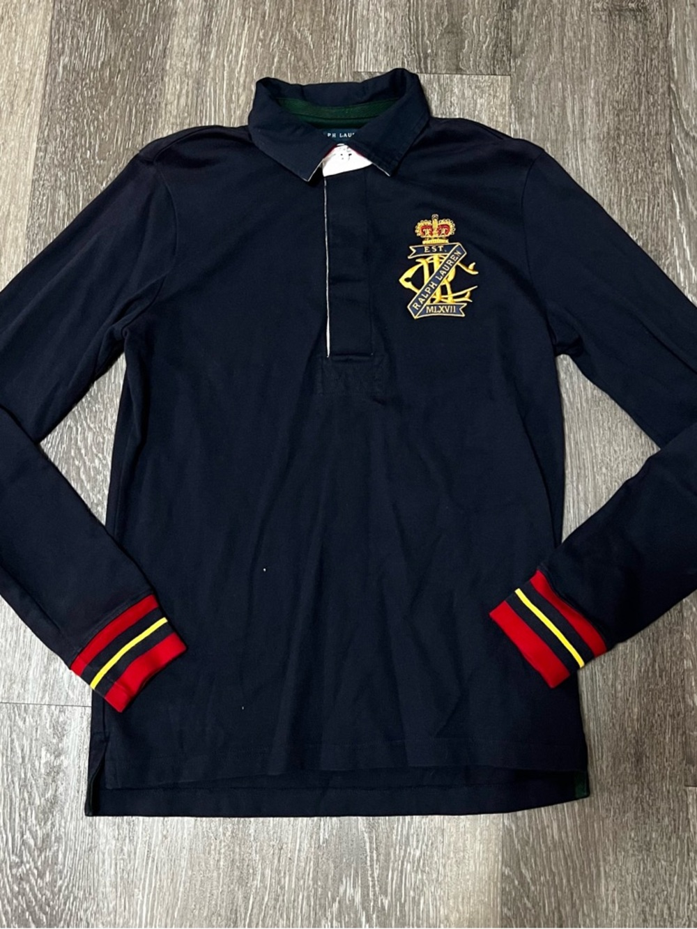 Vintage Ralph Lauren Rugby Polo Shirt Youth Medium Embroidered Crest MLXVLL